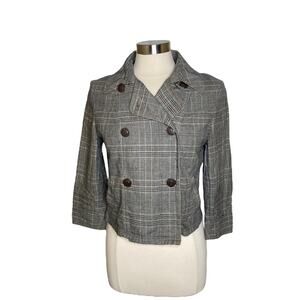 Fillmore California Y2K Academia Plaid Blazer Shoulder Pads Women’s Medium